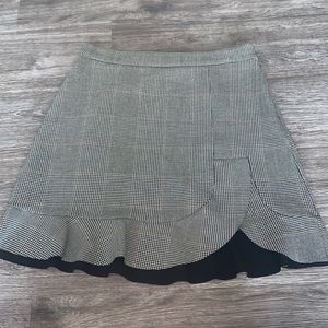 Zara Plaid Neutral Patterned Casual Comfy Peplum Boho Mini Skirt